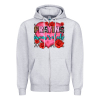 Heather Grey praying moms club olivia Zipper Hoodie - OliviaCreatesArt