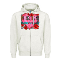 Oatmeal Heather praying moms club olivia Zipper Hoodie - OliviaCreatesArt