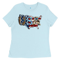Baby Blue usa american flag background Ladies Tee - Jasminsmagicworld