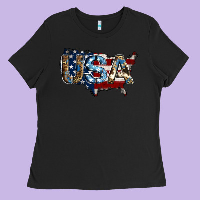 Usa American Flag Background Ladies Tee Designed By Jasminsmagicworld