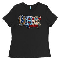 Black usa american flag background Ladies Tee - Jasminsmagicworld