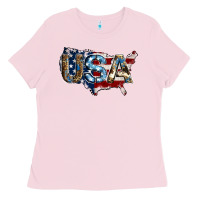 Bubblegum Pink usa american flag background Ladies Tee - Jasminsmagicworld
