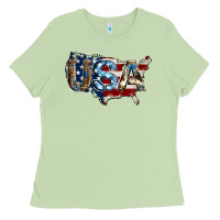 Matcha usa american flag background Ladies Tee - Jasminsmagicworld