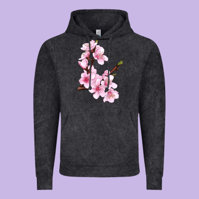 Peach Blossom Illustrations Vintage Hoodie Designed By Lillyallendesigns