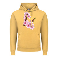 Vintage Mustard Peach Blossom Illustrations Vintage Hoodie - LillyAllenDesigns