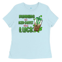Baby Blue iced coffee and luck Ladies Tee - MaliasSmallBusiness