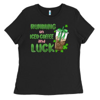 Black iced coffee and luck Ladies Tee - MaliasSmallBusiness
