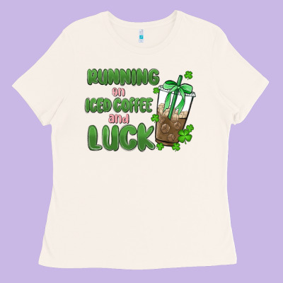Iced Coffee And Luck Ladies Tee Designed By Maliassmallbusiness