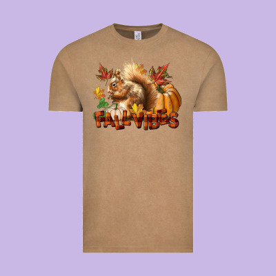 Fall Vibes Squirrel Vintage Tee Designed By Lillyallendesigns
