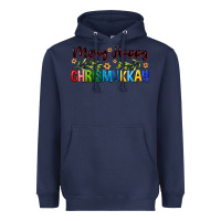 Navy merry happy chrismukkah with olive branch Heavyweight Hoodie - FaDigitalArtStudio