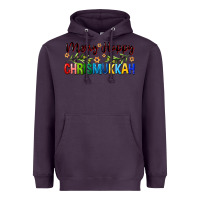 Plum merry happy chrismukkah with olive branch Heavyweight Hoodie - FaDigitalArtStudio