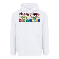 White merry happy chrismukkah with olive branch Heavyweight Hoodie - FaDigitalArtStudio