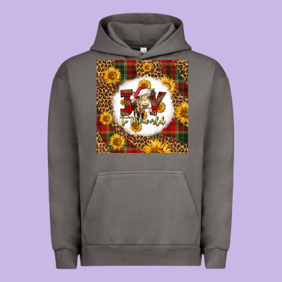 Joy To The World Christmas Cow Urban Hoodie Designed By Lillyallendesigns