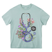 Arona floral stethoscope Heavy Core Tee - MaliasSmallBusiness