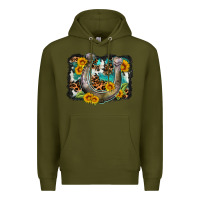 Army Green western leopard cowhide turquoise background horse Premium Hoodie - OliviaCreatesArt
