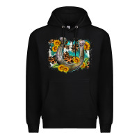 Black western leopard cowhide turquoise background horse Premium Hoodie - OliviaCreatesArt