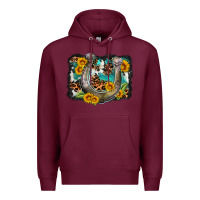 Burgundy western leopard cowhide turquoise background horse Premium Hoodie - OliviaCreatesArt