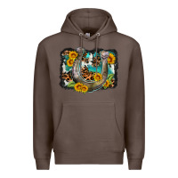 Coffee western leopard cowhide turquoise background horse Premium Hoodie - OliviaCreatesArt