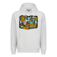 Dove Grey western leopard cowhide turquoise background horse Premium Hoodie - OliviaCreatesArt