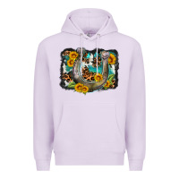Lilac western leopard cowhide turquoise background horse Premium Hoodie - OliviaCreatesArt