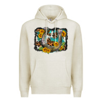 Oatmeal Heather western leopard cowhide turquoise background horse Premium Hoodie - OliviaCreatesArt