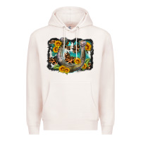 Pale Pink western leopard cowhide turquoise background horse Premium Hoodie - OliviaCreatesArt