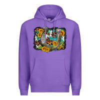 Purple western leopard cowhide turquoise background horse Premium Hoodie - OliviaCreatesArt