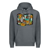 Rock western leopard cowhide turquoise background horse Premium Hoodie - OliviaCreatesArt