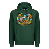 Sports Green western leopard cowhide turquoise background horse Premium Hoodie - OliviaCreatesArt