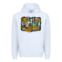 White western leopard cowhide turquoise background horse Premium Hoodie - OliviaCreatesArt