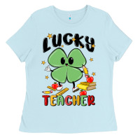 Baby Blue lucky teacher Ladies Tee - MaliasSmallBusiness