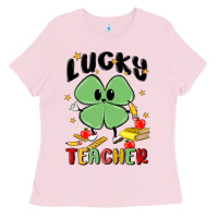 Bubblegum Pink lucky teacher Ladies Tee - MaliasSmallBusiness