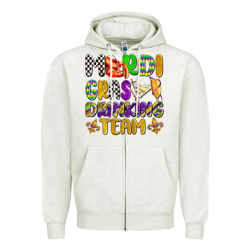 Mardi Gras Drinking Team With Glasses Olivia Zipper Hoodie by OliviaCreatesArt | Teevron