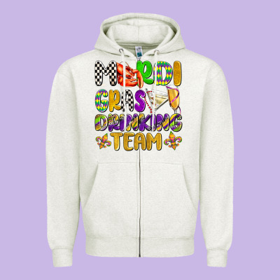 Mardi Gras Drinking Team With Glasses Olivia Zipper Hoodie Designed By Oliviacreatesart