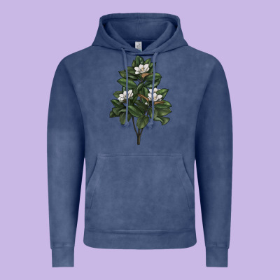 Magnolia Flower Illustrations Vintage Hoodie Designed By Lillyallendesigns