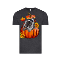 Vintage Black Fall Pumpkin Raccoon Vintage Tee - LillyAllenDesigns