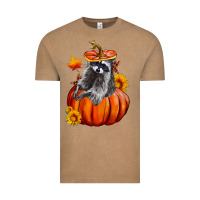Vintage Coffee Fall Pumpkin Raccoon Vintage Tee - LillyAllenDesigns
