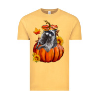 Vintage Mustard Fall Pumpkin Raccoon Vintage Tee - LillyAllenDesigns