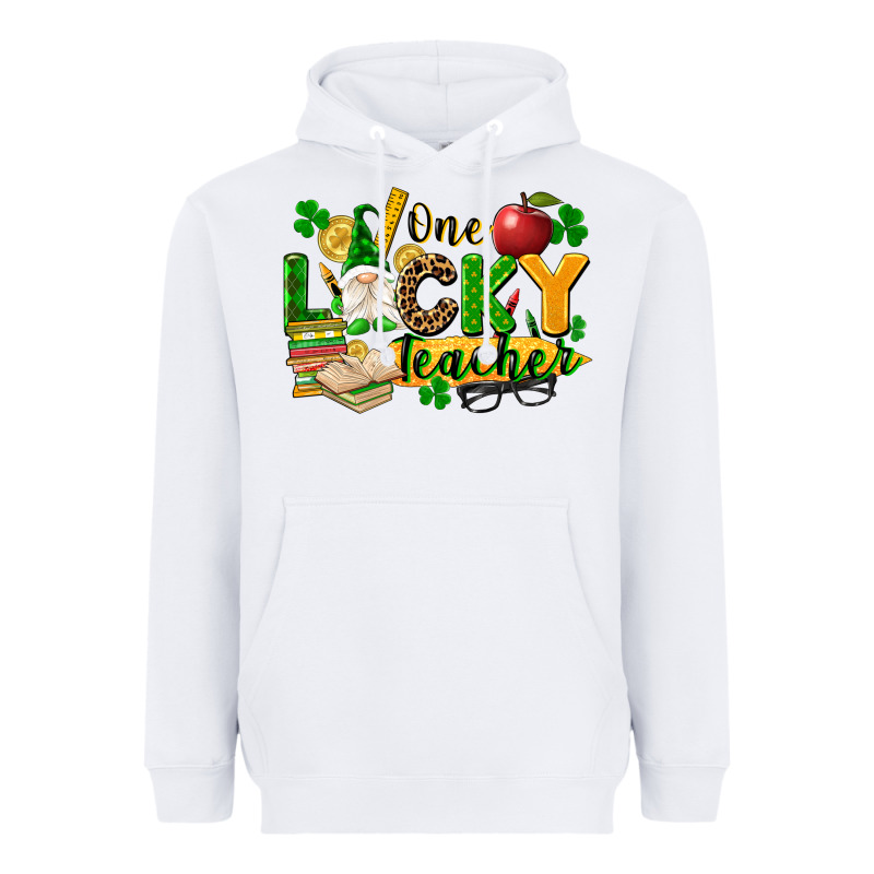 One Lucky Teacher Heavyweight Hoodie by FaDigitalArtStudio | Teevron