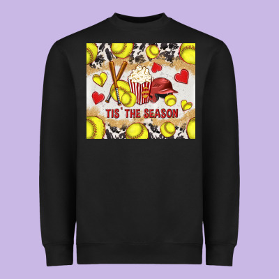 Tis' The Season Softball With Cowhide Tumbler Tbs Heavyweight Sweatshirt Designed By Tumblerdesignbyshophia
