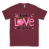 Burgundy teach love inspire teacher valentines day Classic Tee - LillyAllenDesigns