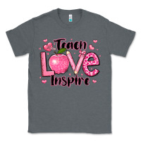 Charcoal Heather teach love inspire teacher valentines day Classic Tee - LillyAllenDesigns