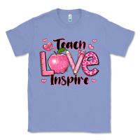 Colony Blue teach love inspire teacher valentines day Classic Tee - LillyAllenDesigns
