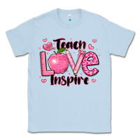 Dusty Blue teach love inspire teacher valentines day Classic Tee - LillyAllenDesigns