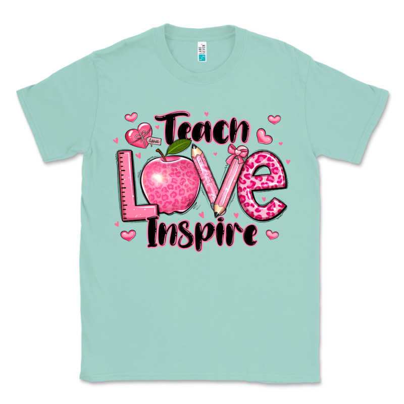 Teach Love Inspire Teacher Valentines Day Classic Tee by LillyAllenDesigns | Teevron