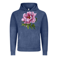 Vintage Denim Peony Flower Illustrations Vintage Hoodie - LillyAllenDesigns