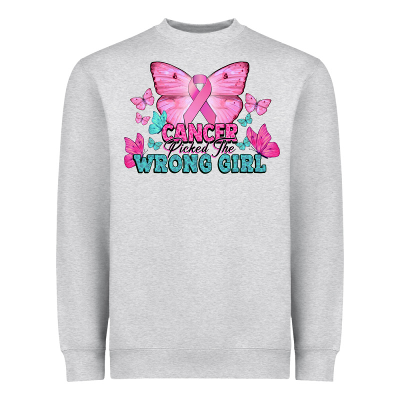 Cancer Picked The Wrong Girl Cancer Awareness Heavyweight Sweatshirt by HowdyJamesFarm | Teevron