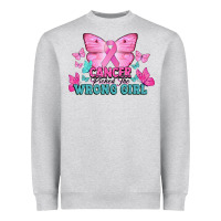 Heather Grey Cancer picked the wrong girl Cancer Awareness Heavyweight Sweatshirt - HowdyJamesFarm