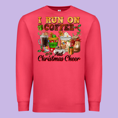 I Run On Coffee And Christmas Cheer Premium Sweatshirt Designed By Fadigitalartstudio