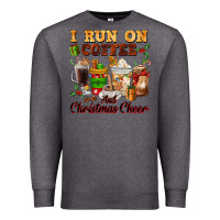 Charcoal Heather i run on coffee and christmas cheer Premium Sweatshirt - FaDigitalArtStudio